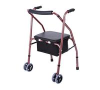 Andador para Ancianos Plegable Estrecho Ligero con Cesto para la Casa Baratos Hierro Antideslizantes, Resistente Hasta 150 Kg con Asiento, Ruedas con Acolchados(C)