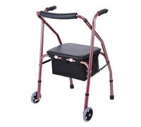 Andador para Ancianos Plegable Estrecho Ligero con Cesto para la Casa Baratos Hierro Antideslizantes, Resistente Hasta 150 Kg con Asiento, Ruedas con Acolchados(B)