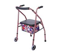 Andador para Ancianos Plegable Estrecho Ligero con Cesto para la Casa Baratos Hierro Antideslizantes, Resistente Hasta 150 Kg con Asiento, Ruedas con Acolchados(A)