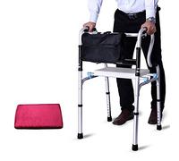 Andador para ancianos, portátil, resistente, plegable, para personas mayores, para casa al aire libre todo terreno, con asas suaves, 180 kg (andador + asiento + bolsa) () estrella de luz