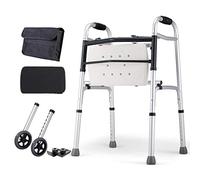 Andador para Ancianos,Práctico andador para personas mayores, bastón multifuncional, andador auxiliar de 4 pies, material de aleación de aluminio, plegable para personas mayores, caminata as