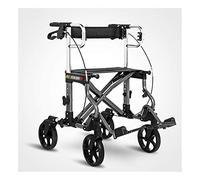 Andador para ancianos, Rollator Mobility Walker, Ayuda for caminar con ruedas Rollator portátil, Walker Walker de transmisión plegable con un cómodo respaldo, sistema de doble freno, for personas mayo