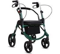 Andador para ancianos, Rollator Mobility Walker, Ayudas for caminar por viaje plegable, ayudas for caminar 4 ruedas portátiles, sistema de doble freno de doble paseos posturales verticales, utilizados