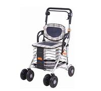 Andador para ancianos, Rollator Mobility Walker, Rollador plegable con carrito de compras de 4 ruedas Altura ajustable de altura de empuje de empuje de empuje de empuje de compras equipaje de comestib