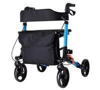 Andador para ancianos Rueda de andador plegable para adultos Frenos dobles bloqueables, bolsa de transporte frontal, cesta y bandeja, ayuda para caminar