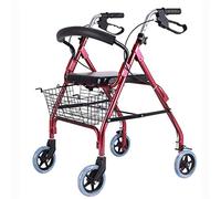 Andador para ancianos Silla de ruedas plegable ligera/andador con ruedas con asiento acolchado/carrito de compras plegable portátil con freno de mano bloqueable manijas ergonómicas