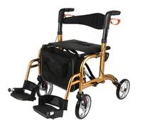 Andador para Ancianos Todoterreno,andador para exteriores,Caminador Andador Aluminio con Ruedas,Andador plegable con reposapiés,altura ajustable,Andador para adultos gold