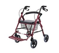 Andador para ancianos Unknow andador estándar con andador andador con asiento y frenos y 4 ruedas andador plegable ligero para ayuda a la movilidad, rojo