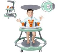 Andador para bebé de PVC, andador a partir de 1 año, con alfombrilla para sombrilla, altura y velocidad ajustables, para bebés, niños y niñas a partir de 6-18 meses, hasta 15 kg (verde)