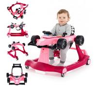 Andador para bebés Formula Racing, 6-18 meses, baby walker plegable con ruedas silenciosas, caminante con Empuje Regulable en Altura, coche de aprendizaje móvil con música y luz (Rosa)