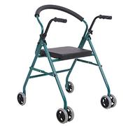 Andador para caminar de aleación de aluminio con ayuda para caminar, andador auxiliar plegable con 2 ruedas, multicolor opcional, verde (verde)