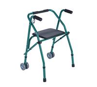 Andador para caminar de rehabilitación plegable con ayuda para caminar, andador auxiliar con cojín de 2 ruedas, multicolor opcional, verde (verde)
