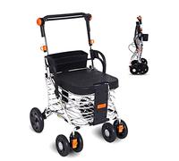 Andador para caminar para personas mayores, andador de ruedas para personas mayores, 4 ruedas, ayuda plegable para caminar, asiento ajustable en altura y cesta de la compra inferior, caminante para