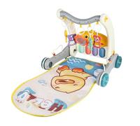 Andador para niños 2 en 1, caja de música con luces y cojín cómodo, primeros pasos para niños de 6 a 18 meses, 72 x 43,5 x 42,5 cm, color gris