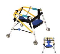 Andador para Niños con Parálisis Cerebral, Andador Infantil Plegable de Aluminio, Ayuda de Movilidad, Altura Ajustable 42-82 cm, Andador Ligero Plegable de Cuatro Ruedas XL
