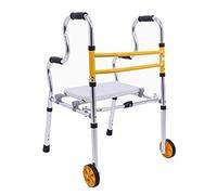 Andador para personas altas con 2 ruedas y asiento, andador plegable de aluminio con ruedas, asistente de paso portátil para adultos mayores discapacitados (tamaño: sin ruedas) Hola