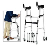 Andador para personas mayores Andador con ruedas con reposabrazos Almohadilla de soporte Ayuda para caminar Altura ajustable Aleación de aluminio gruesa Auxiliar para ancianos,D