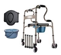 Andador para personas mayores, andador geriátrico para ancianos, plegable, con 4 ruedas, altura ajustable, ayuda a la movilidad, marco para caminar, E, estrella de luz gris