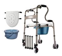 Andador para personas mayores, andador geriátrico para ancianos, plegable, con 4 ruedas, altura ajustable, ayuda a la movilidad, marco para caminar, D, estrella de luz gris