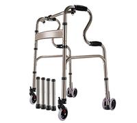 Andador para personas mayores, andador geriátrico para ancianos, plegable con 4 ruedas, rodantes de altura ajustable, marco para caminar, A, estrella de luz gris