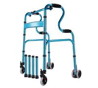 Andador para personas mayores, andador geriátrico, plegable, con 4 ruedas, altura ajustable, ayuda a la movilidad, marco para caminar, D, gris (azul A)