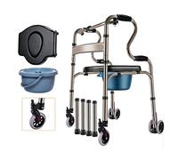 Andador para personas mayores, andadores plegables estándar para adultos con 4 ruedas y asiento Marco para caminar portátil liviano Ayuda de movilidad ajustable en altura para discapacitados Rehabili