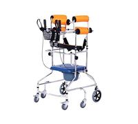 Andador para personas mayores, ayuda para caminar de pie con asiento de inodoro, asistencia médica para caminar de altura ajustable con freno de mano para ancianos