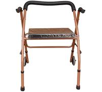 Andador para personas mayores con ayuda para caminar, con polea de asiento, andador plegable, bastón antideslizante de cuatro patas, carrito para caminar, 300 libras