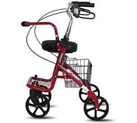 Andador para personas mayores con ruedas, andador ligero, ayuda para la movilidad, carrito de paseo, scooter plegable con asiento y bolsa, 4 ruedas para personas mayores, el doble de comodidad