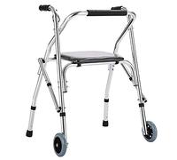 Andador para personas mayores con ruedas y asiento, andador plegable con altura ajustable y asistencia para escalones, andador vertical ligero para adultos con discapacidad