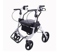 Andador para Personas Mayores De Cuatro Ruedas, Portátil Y Plegable, con Asiento Y Reposapiés Compra De Comestibles Ayuda para Caminar Ajustable para Personas Mayores Y Discapacitadas,Verde (Plata)