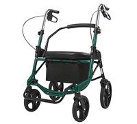 Andador para Personas Mayores De Cuatro Ruedas, Portátil Y Plegable, con Asiento Y Reposapiés Compra De Comestibles Ayuda para Caminar Ajustable para Personas Mayores Y Discapacitadas,Verde (Verde)