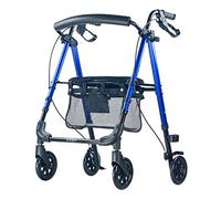 Andador para silla de ruedas, andador con freno, aluminio, azul, doble reposabrazos, rueda plegable, cesta de la compra, ancianos discapacitados, bastón auxiliar antideslizante con regalo favorito de