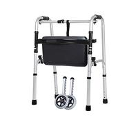 Andador para silla de ruedas, andador de ancianos con asiento suave que se puede plegar fácilmente caminador de cuatro pies, extremidad inferior, andador de aluminio, antideslizante, con potente