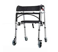 Andador para silla de ruedas, andador de ancianos, rehabilitación, cuatro ruedas, puede empujar el andador y freno de mano, altura ajustable, antideslizante, bastón con estrella de luz