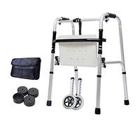 Andador para silla de ruedas, andador para ancianos, polea plegable ligera + con asiento + tabla de baño, bastón antideslizante con color: polea) (color: sin polea) (polea) (polea) (polea)