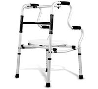 Andador para silla de ruedas, andador para personas mayores que puede sentarse Andador plegable Dispositivo auxiliar para caminar de aleación de aluminio antideslizante Bastón para caminar de cuatro
