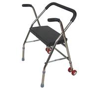 Andador para silla de ruedas, andador plegable para ancianos con polea de asiento, taburete de bastón de cuatro patas vintage, bastón antideslizante con Beauty Comes