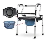 Andador para silla de ruedas Andador plegable para personas mayores Andador plegable e inodoro Andador para discapacitados + Asiento suave impermeable + Polea/Sin polea Bastón antideslizante con hos
