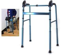 Andador para Subir Escaleras, Andador Estándar, Andador Ligero Plegable de Aluminio, Andador Auxiliar de Rehabilitación Regulable en Altura, Soporta hasta 220lbs