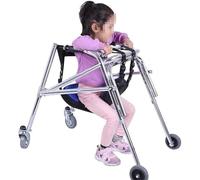 Andador pediátrico de pie - Andador plegable ajustable de 4 ruedas con asiento para discapacidad infantil y rehabilitación