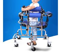 Andador plegable ajustable con asiento para rehabilitación y apoyo de movilidad, ideal para recuperación de extremidades inferiores y asistencia infantil