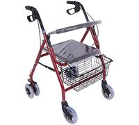 Andador plegable Andador con ruedas Andador plegable de cuatro ruedas con asiento acolchado Freno bloqueable para personas mayores Cesta de compras compartida