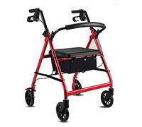 Andador Plegable Andador Con Ruedas Plegable Con Asiento Acolchado Y Bolsa De Almacenamiento, Frenos Bloqueables, Silla De Descanso Para Transporte Para Personas Mayores - Altura Ajustable - Carrito