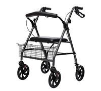 Andador plegable Andador plegable de aluminio/Ayuda de movilidad para caminar/Carrito de compras con asiento y freno de mano, Andador con ruedas para personas mayores con estructura para caminar estr