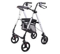 Andador Plegable, Andador Rollator, Rodillo ligero de aluminio de 4 ruedas plegable con freno de mano con asiento acolchado rodillo ayuda ajustable for personas mayores