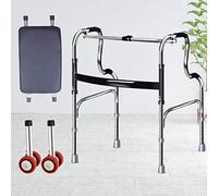 Andador plegable, andadores con ruedas, ayuda para caminar plegable de acero inoxidable con ruedas, asiento suave impermeable para personas mayores discapacitadas