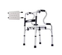 Andador plegable Bariátrico de alta resistencia Aleación de aluminio Rehabilitación Andador auxiliar Ayuda para caminar para personas mayores Altura ajustable (con asiento) A