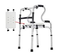 Andador plegable bariátrico resistente, aleación de aluminio, rehabilitación, marco auxiliar para caminar para ancianos, altura ajustable (con asiento) estrella de luz