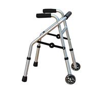 Andador plegable, bastón, práctico y ligero andador plegable de 2 ruedas para niños, barandillas para discapacitados, altura ajustable de 52 a 62 cm,